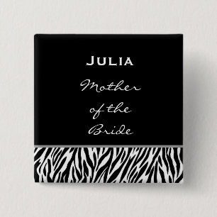 Moeder van de Bride Black White Zebra, Aangepaste Vierkante Button 5,1 Cm