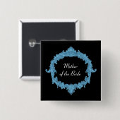 MOEDER VAN DE BRIDE Blue Black  V13 Vierkante Button 5,1 Cm (Voorkant /achterkant)
