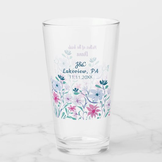 Moeder van de bride Bouquet Wedding Glasses Glas (Achterkant)