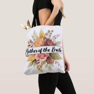 Moeder van de Bride Burgundy Floral Fall Wedding T Tote Bag