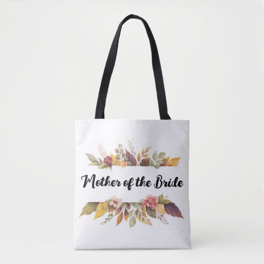Moeder van de Bride Burgundy Floral Fall Wedding Tote Bag (Voorkant)