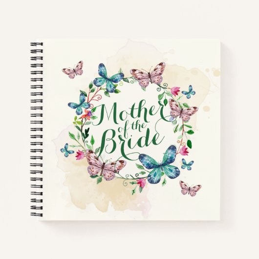 Moeder van de Bride Butterfly Wreath Guestbook Notitieboek (Voorkant)