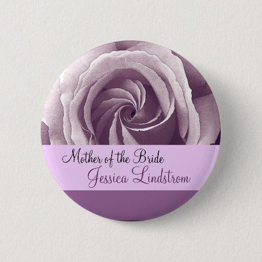 MOEDER VAN DE BRIDE Button met LILA PAARS Roos (Voorkant)