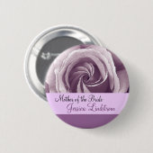 MOEDER VAN DE BRIDE Button met LILA PAARS Roos (Voorkant /achterkant)