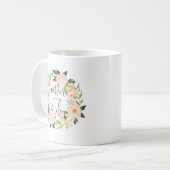 Moeder van de Bride, Calligrafie, Floral Wreath-2 Koffiemok (Voorkant links)