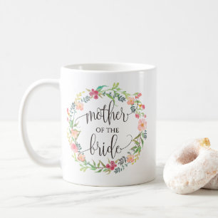 Moeder van de Bride, Calligrafie, Floral Wreath-4 Koffiemok