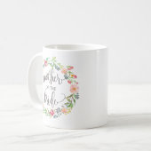 Moeder van de Bride, Calligrafie, Floral Wreath-4 Koffiemok (Voorkant links)