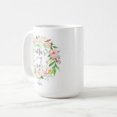 Moeder van de Bride, Calligrafie, Floral Wreath-5 Koffiemok (Voorkant links)