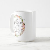 Moeder van de Bride, Calligrafie, Floral Wreath-7 Koffiemok (Voorkant links)