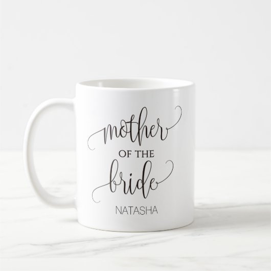 Moeder van de Bride Calligraphy Wedding Gift Koffiemok (Links)
