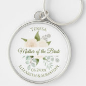 Moeder van de Bride Chic Ivory Peach Rozen Wedding Sleutelhanger (Voorkant)