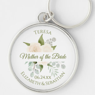 Moeder van de Bride Chic Ivory Peach Rozen Wedding Sleutelhanger