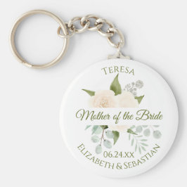 Moeder van de Bride Chic Ivory Peach Rozen Wedding Sleutelhanger