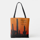 Moeder van de Bride Custom Tas, Saguaro Sunset Tote Bag (Achterkant)