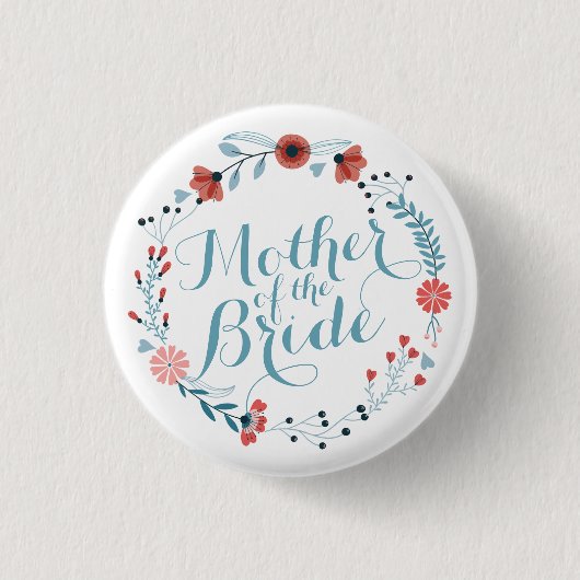 Moeder van de Bride Cute Wreath Wedding Pin Button (Voorkant)