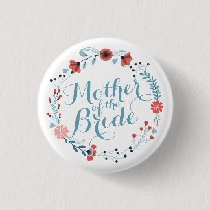 Moeder van de Bride Cute Wreath Wedding Pin Button