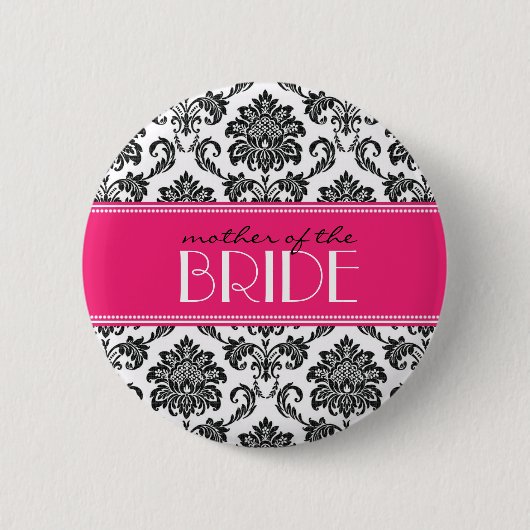 Moeder van de Bride Damask Button in Fuchsia (Voorkant)