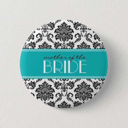 Moeder van de Bride Damask Button in het Blauwgroe (Voorkant)