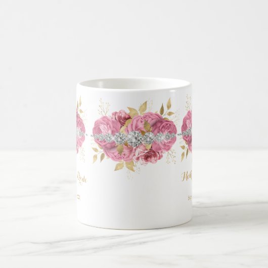 Moeder van de Bride Diamond Pink Gold Floral Coff Koffiemok (Center)