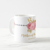 Moeder van de Bride Diamond Pink Gold Floral Koffiemok (Voorkant links)