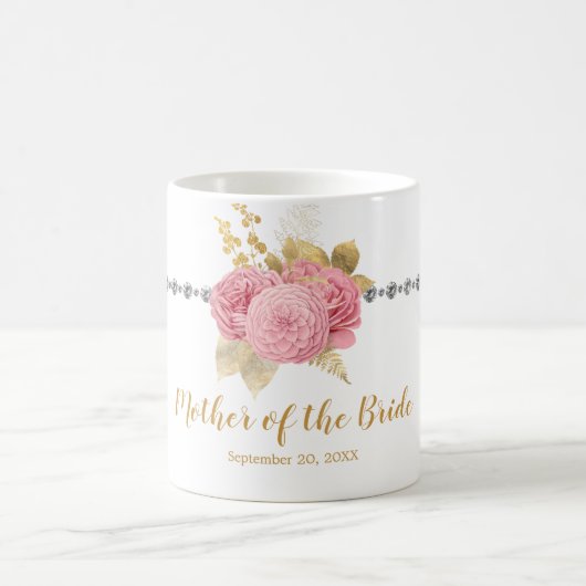 Moeder van de Bride Diamond Pink Gold Floral Koffiemok (Center)