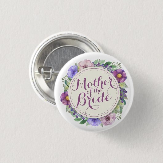 Moeder van de Bride Elegant Floral Button (Voorkant /achterkant)
