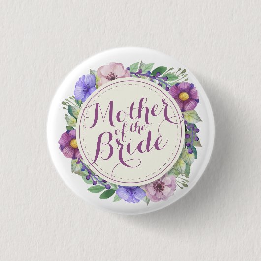 Moeder van de Bride Elegant Floral Button (Voorkant)