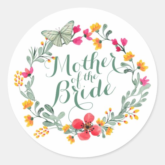 Moeder van de Bride Elegant Floral Wedding Sticker (Voorkant)