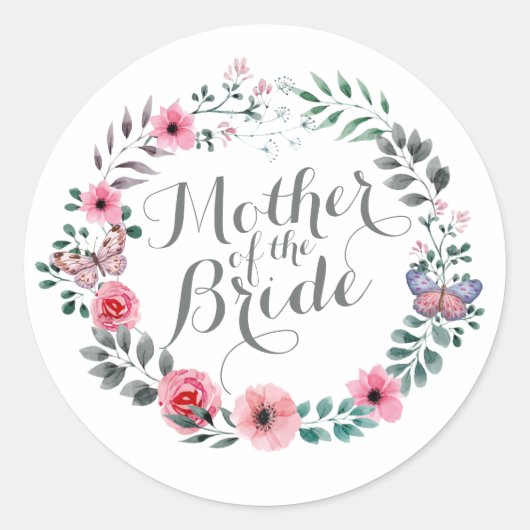 Moeder van de Bride Elegant Floral Wedding Sticker (Voorkant)