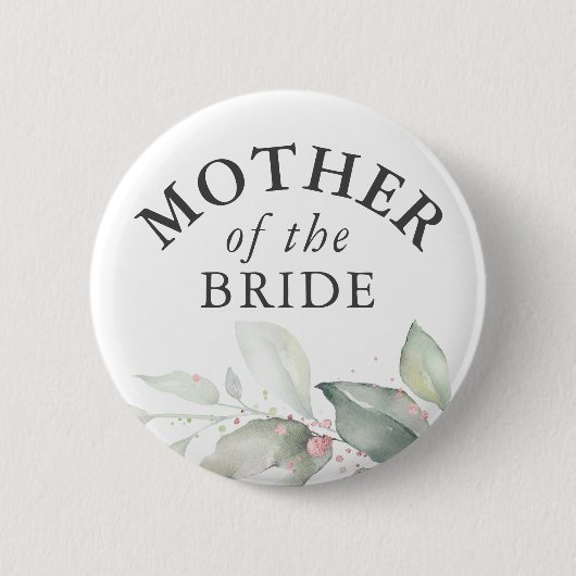 Moeder van de Bride - Elegant Greenery Leaves Ronde Button 5,7 Cm (Voorkant)