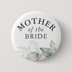 Moeder van de Bride - Elegant Greenery Leaves Ronde Button 5,7 Cm