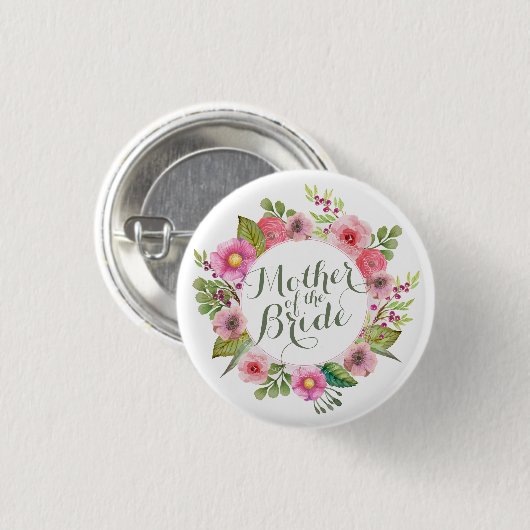 Moeder van de Bride Elegant Wreath Pin Button (Voorkant /achterkant)