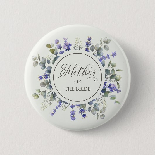 Moeder van de Bride Eucalyptus & Delicate Lavender Ronde Button 5,7 Cm (Voorkant)