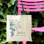 Moeder van de Bride Eucalyptus Greenery Tote Bag<br><div class="desc">Deze elegante moeder van de Bride Canvas tas is versierd met waterverf eucalyptusbladeren in zachte groene tinten. Eenvoudig aan te passen. Om verder uit te geven gebruik het Hulpmiddel van het Ontwerp om de doopvont, de doopvontgrootte, of de kleur te veranderen. Omdat wij ons kunstwerk creëer, zult u dit nauwkeurige...</div>