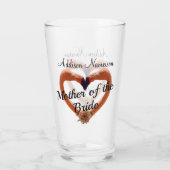 Moeder van de Bride Flamingo Wedding Heart Glas (Achterkant)