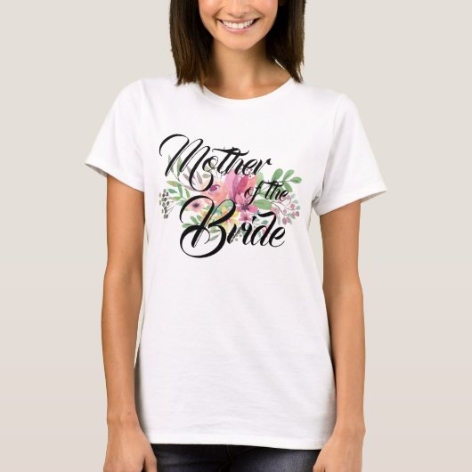 Moeder van de Bride Floral Bridal Party T-shirt (Voorkant)