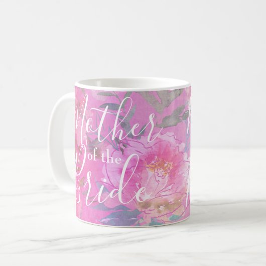Moeder van de Bride Floral Pink Modern Koffiemok (Voorkant links)
