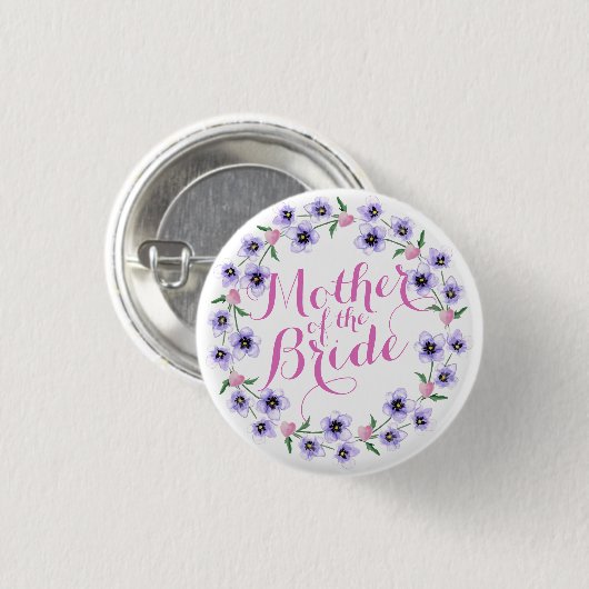 Moeder van de Bride Floral Wedding Button (Voorkant /achterkant)
