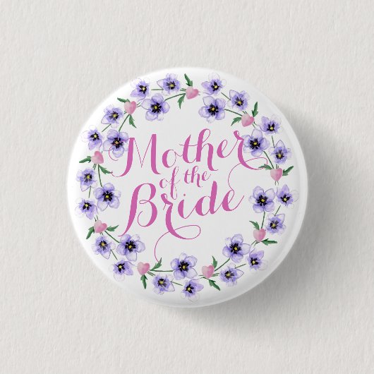 Moeder van de Bride Floral Wedding Button (Voorkant)