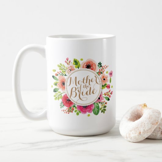 Moeder van de Bride Floral Wedding Classic Mok (Met donut)