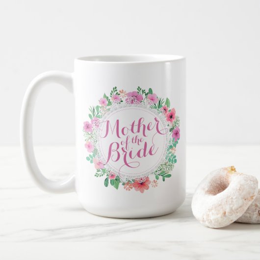 Moeder van de Bride Floral Wedding Classic Mok (Met donut)