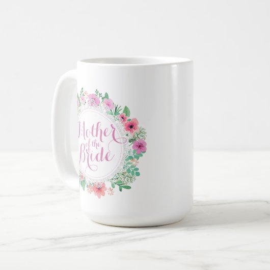 Moeder van de Bride Floral Wedding Classic Mok (Voorkant links)
