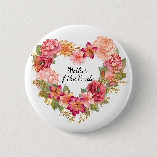 Moeder van de Bride Floral Wreath Button (Voorkant)