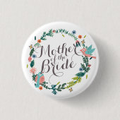 Moeder van de Bride Floral Wreath Wedding Button (Voorkant)