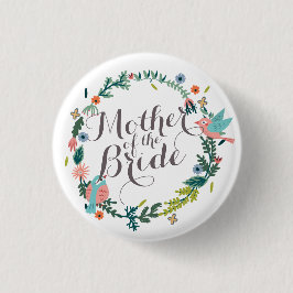 Moeder van de Bride Floral Wreath Wedding Button
