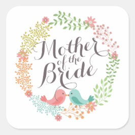 Moeder van de Bride Floral Wreath Wedding Sticker