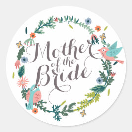 Moeder van de Bride Floral Wreath Wedding Sticker