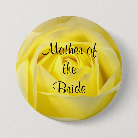 Moeder van de Bride, Gele Rose Ronde Button 7,6 Cm (Voorkant)