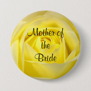 Moeder van de Bride, Gele Rose Ronde Button 7,6 Cm