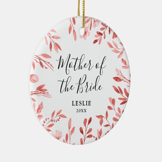 Moeder van de Bride gepersonaliseerde Rustic Leave Keramisch Ornament (Rechts)
